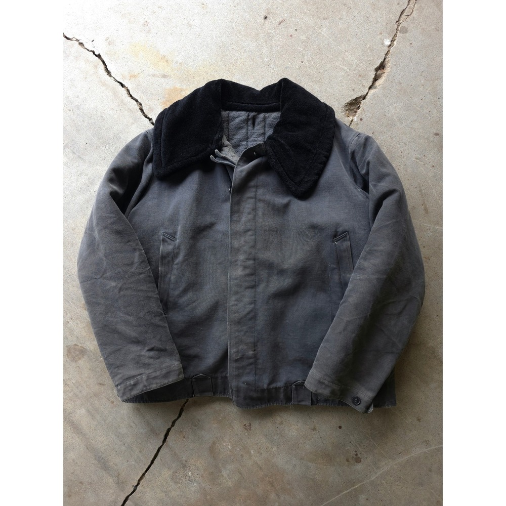 Soviet Army Tanker Jacket Mens Large Faded Black Gray Vintage Lined 1970s